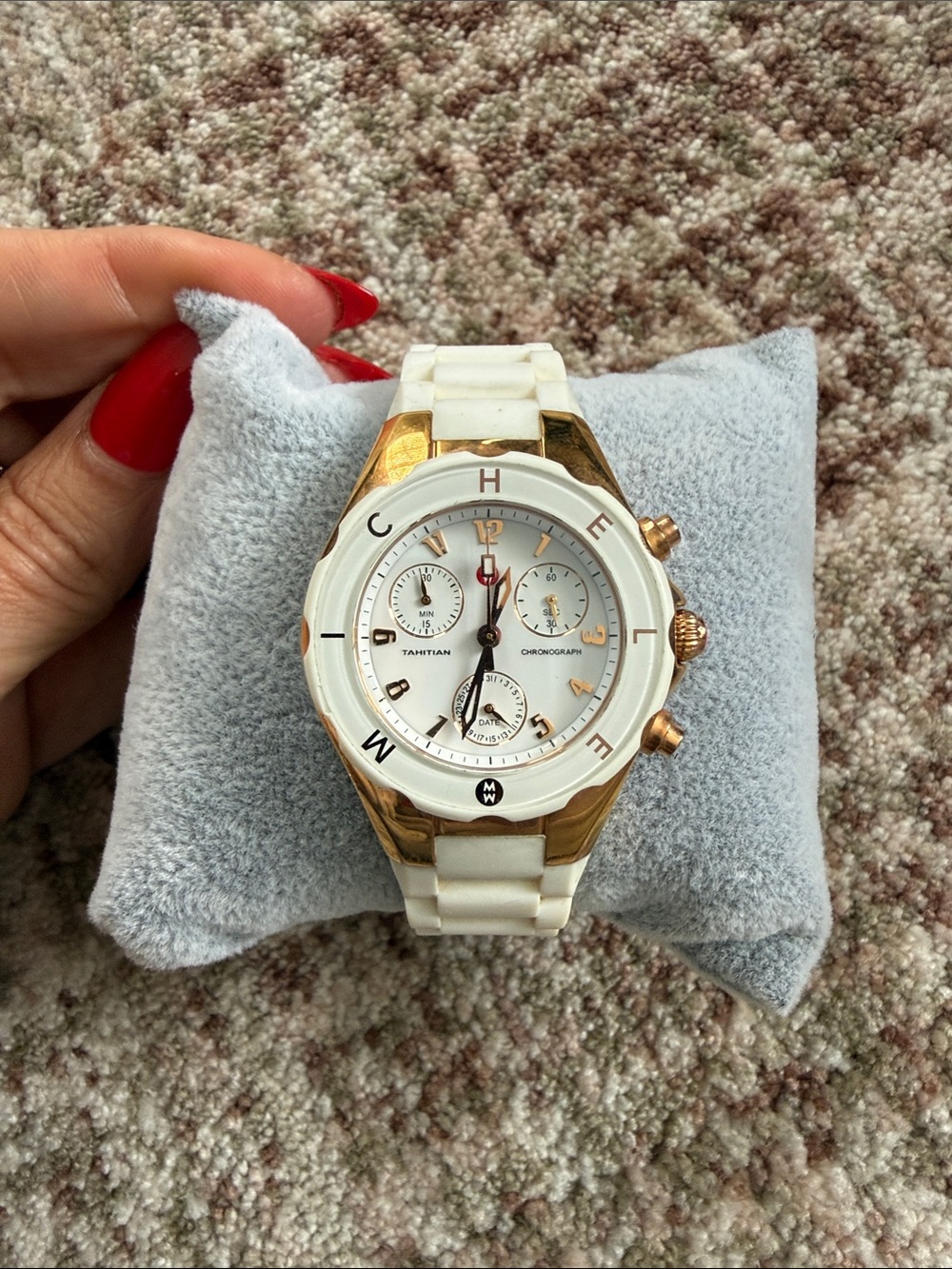 Michele Tahitian White and Gold Chronograph Watch